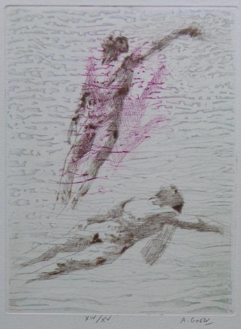 ANDRE GOEZU / PENTATEUCH / KLEURETS-AQUATINT / 33x25cm / SIG, Antiek en Kunst, Kunst | Litho's en Zeefdrukken, Ophalen of Verzenden