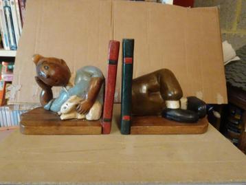 Gesneden houten boekensteunen - Kuifje  beschikbaar voor biedingen