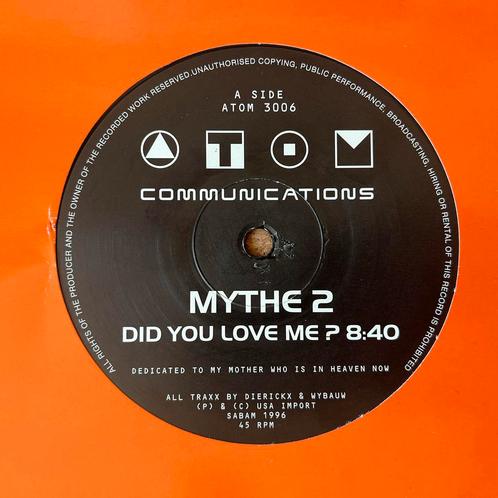 Mythe - Did You Love Me (Atom Communications, 1996), Cd's en Dvd's, Vinyl | Dance en House, Gebruikt, Techno of Trance, 12 inch