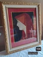 geborduurde Fabiola in lijst, Huis en Inrichting, Woonaccessoires | Schilderijen, Tekeningen en Foto's, Ophalen, Zo goed als nieuw