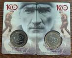 Turkije - 2 x 1 Lira 2022, Positie A en B in coincard - UNC, Ophalen of Verzenden, Midden-Oosten, Setje