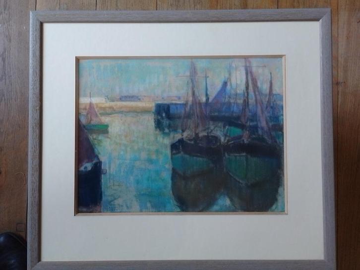 André Lynen  1888 - 1984  Aquarel  2  Haven, Antiek en Kunst, Kunst | Schilderijen | Klassiek, Verzenden