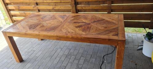 Teak binnentafel, rustiek, Huis en Inrichting, Tafels | Salontafels, Gebruikt, 75 cm of meer, 50 tot 100 cm, 200 cm of meer, Rechthoekig
