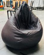 Vintage lederen donkerbruine pouf, Ophalen of Verzenden, Zo goed als nieuw