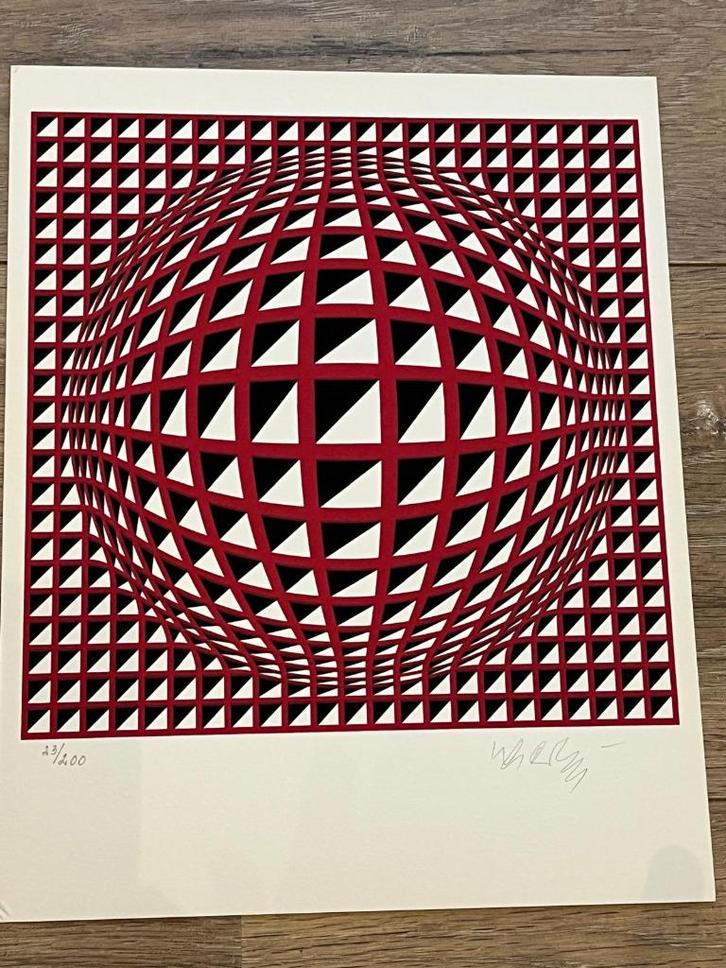 Viktor Vasarely (1906-1997)-genummerd en handgetekend 23/200, Antiek en Kunst, Kunst | Litho's en Zeefdrukken, Ophalen of Verzenden