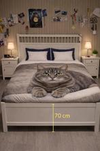 Hemnes 2p bed 160x200 + 2x nachtkast verstelbare lattenbodem, Enlèvement, Comme neuf