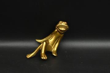 Kleine vintage koperen kikkerfiguur beschikbaar voor biedingen