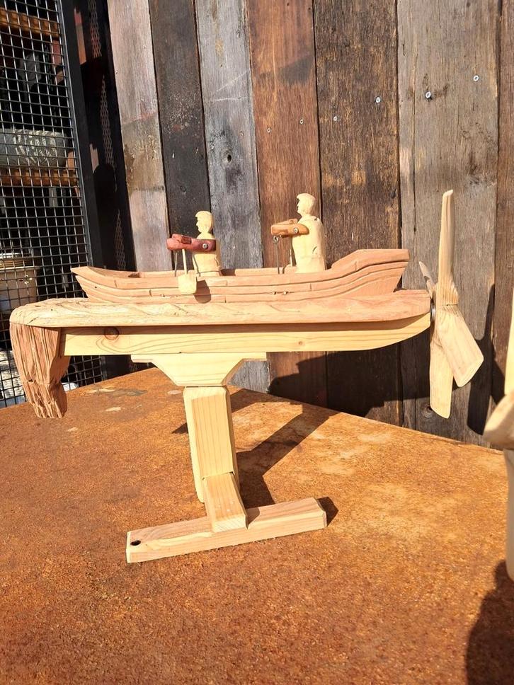 Houten draaimolen boot – functioneel en uniek, Tuin en Terras, Windwijzers en Windmolens, Zo goed als nieuw, Ophalen