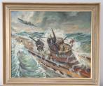 Kriegsmarine schilderij met u-boot en JU88., Verzamelen, Ophalen of Verzenden