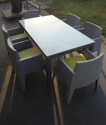 Grijze stapelbare design tuinstoel - Siesta box per 2/4/6 beschikbaar voor biedingen