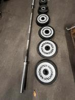 137,5kg Technogym gewichten , Olympische Barbell 220cm, Sport en Fitness, Ophalen, Gebruikt, Halterschijven