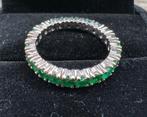 Vintage Eternity ring in witgoud en smaragden, Ophalen of Verzenden, Goud, Ring, Met edelsteen