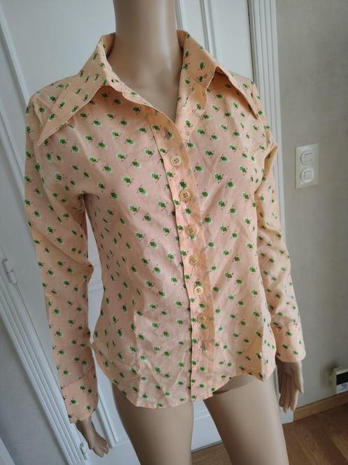Vintage blouse met print, Kleding | Dames, Blouses en Tunieken, Zo goed als nieuw, Roze, Ophalen of Verzenden