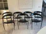 7 zwarte leren ARPER stoelen, Huis en Inrichting, Ophalen, Zwart, Leer, Zo goed als nieuw