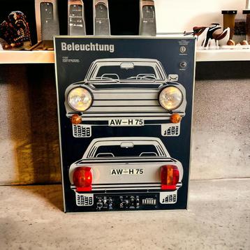 Vintage reclame /verlicht wandpaneel auto's 