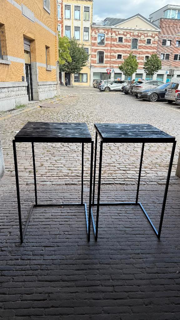 Wabi sabi-style sta-tafels (zwart) 2 stuks, Huis en Inrichting, Tafels | Statafels, Zo goed als nieuw, Ophalen