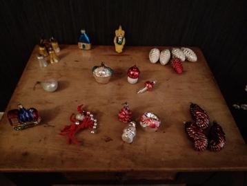 Oude vintage  glazen kersfiguurtjes  beschikbaar voor biedingen