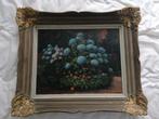 Antiek schilderij op paneel - Boeket Hortensia’s, Antiek en Kunst, Kunst | Schilderijen | Klassiek, Ophalen of Verzenden