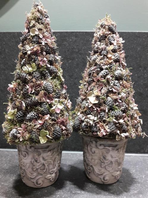 Set met 2 handgemaakte boompjes, Huis en Inrichting, Woonaccessoires | Droogbloemen, Nieuw, Ophalen