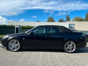 Saab 93 Aero Cabrio 2.0T Automaat Hirsch Performance, Auto's, Parkeersensor, Zwart, 4 cilinders, Cabriolet