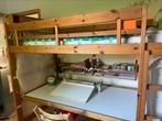 Prachtige volhouten hoogslaper + bureau, rekjes en kapstok, Ophalen, Zo goed als nieuw, 200 cm, 90 cm