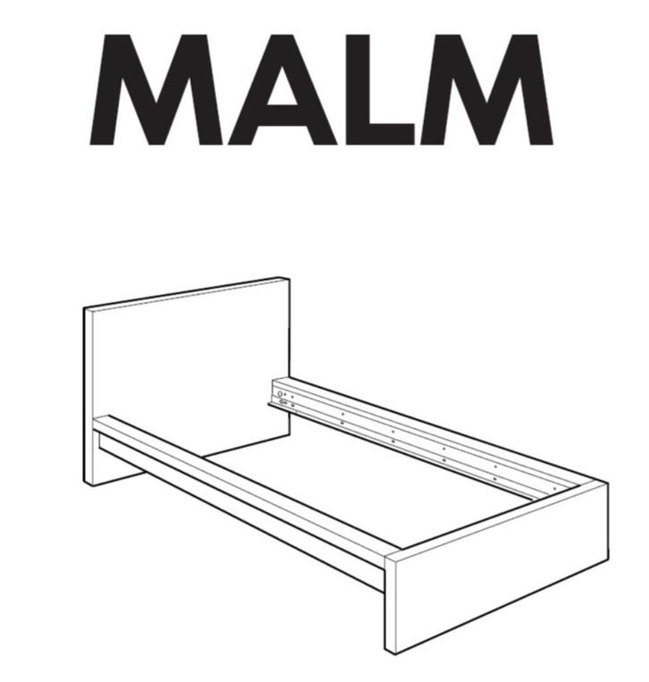 IKEA Malm zwart eenpersoonsbed + lattenbodem, Huis en Inrichting, Slaapkamer | Bedden, Gebruikt, Eenpersoons, 90 cm, 200 cm, Hout