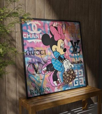 XXL Glasschilderij | Minnie Mouse x LV x Versace - 6 sizes beschikbaar voor biedingen