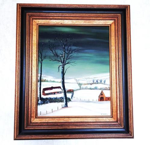 Schitterende schilderij (olieverf op doek) Sneeuwlandschap, Antiek en Kunst, Kunst | Schilderijen | Klassiek, Ophalen