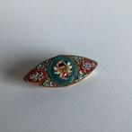 vintage micromozaiek broche met roosje, Handtassen en Accessoires, Broches, Koper, Overige kleuren, Minder dan 4 cm, Ophalen of Verzenden