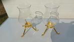 Set van 2 Vintage Windlichten met Gouden Houder, Ophalen, Overige kleuren, Zo goed als nieuw, Metaal