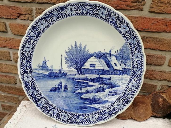 Groot bord Delfts blauw, Antiek en Kunst, Antiek | Wandborden en Tegels, Ophalen