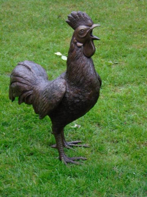 statue d un coq en bronze tout en relief , taille réel !, Jardin & Terrasse, Statues de jardin, Neuf, Animal, Autres matériaux