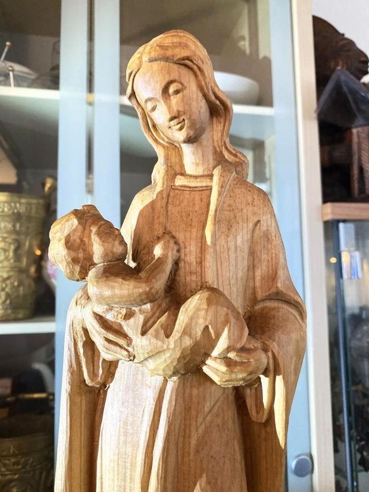 HoutSnijwerk, Madonna mit Kind 44 cm, Antiek en Kunst, Antiek | Religieuze voorwerpen, Ophalen of Verzenden