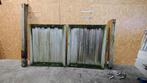 Dubbele padouk houten vleugelpoort 3m30 op 1m80, 200 cm ou plus, Portail battant, Utilisé, Bois
