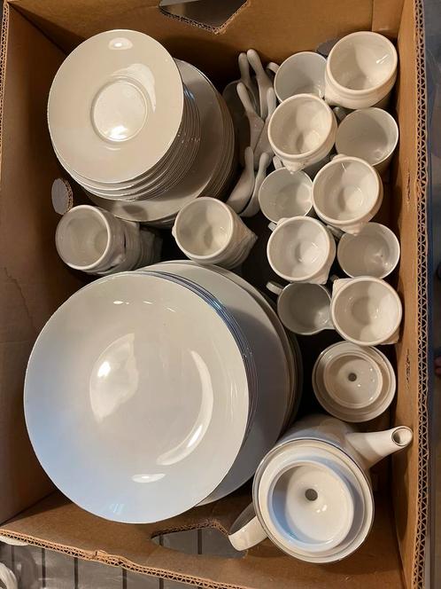 Thomas Germany servies wit met zilver randje 53 delig, Antiek en Kunst, Antiek | Servies compleet, Ophalen