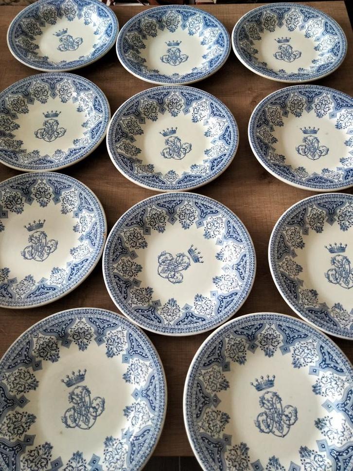 Antieke soepborden Gien, Antiek en Kunst, Antiek | Servies los, Ophalen