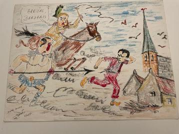 « Arrière, barbares ! » Dessin coloré satirique beschikbaar voor biedingen