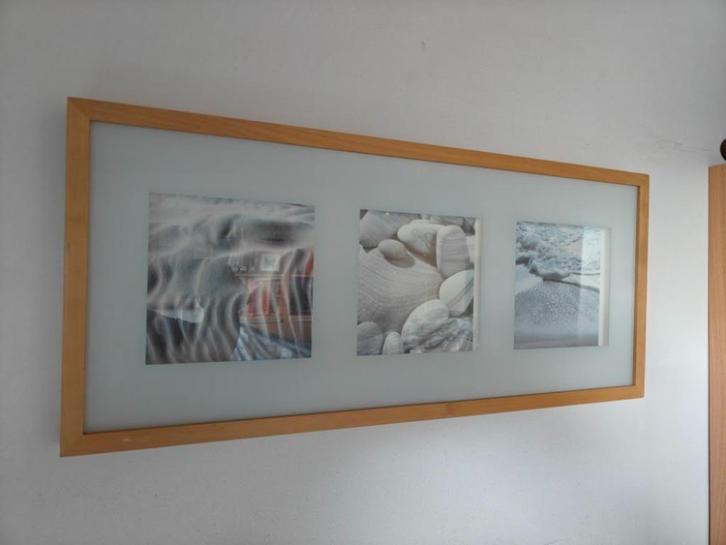 Moderne wanddecoratie - Strand en zeethema in houten lijst, Maison & Meubles, Accessoires pour la Maison | Décorations murale