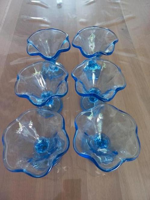 ijscoupe blauw 6 stuks orange85, Huis en Inrichting, Keuken | Servies, Nieuw, Glas, Ophalen