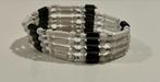 Magnetische wit-zwarte halsketting / armband, Handtassen en Accessoires, Kettingen, Kunststof, Verstelbaar, Wit, Nieuw