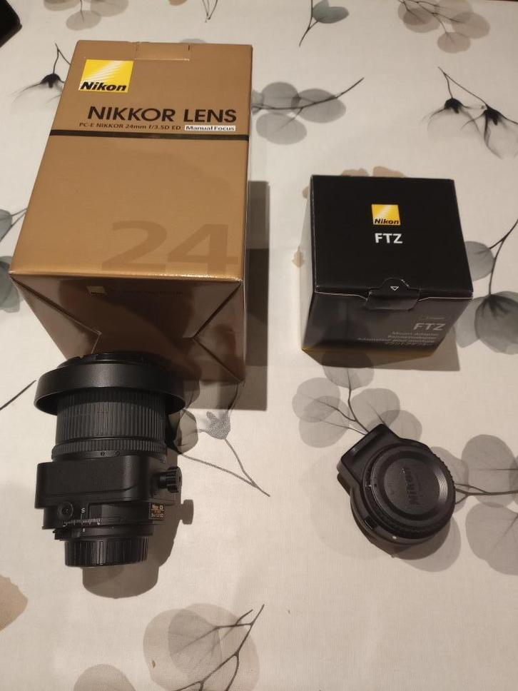Nikon 24mm F/3.5 PCE (T/S) + Nikon FTZ ver1, Audio, Tv en Foto, Foto | Lenzen en Objectieven, Zo goed als nieuw, Groothoeklens