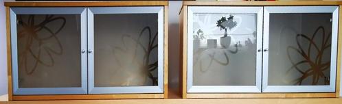 2 armoires en placage avec portes design en alu/verre à l'ét, Maison & Meubles, Armoires | Autre, Comme neuf, Enlèvement