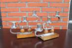 2 Art-Deco kandelaars, Vintage , Chroom Hout, Ophalen of Verzenden