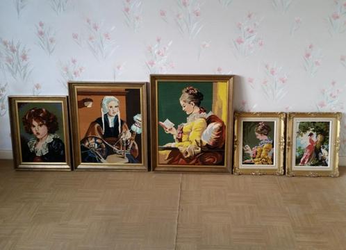 Borduurwerken in kader, Huis en Inrichting, Woonaccessoires | Wanddecoraties, Zo goed als nieuw, Ophalen