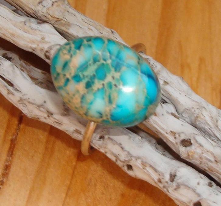 Verstelbare RVS ring met regaliet, Handtassen en Accessoires, Ringen, Nieuw, Blauw, IJzer of Staal, Met edelsteen, Verzenden