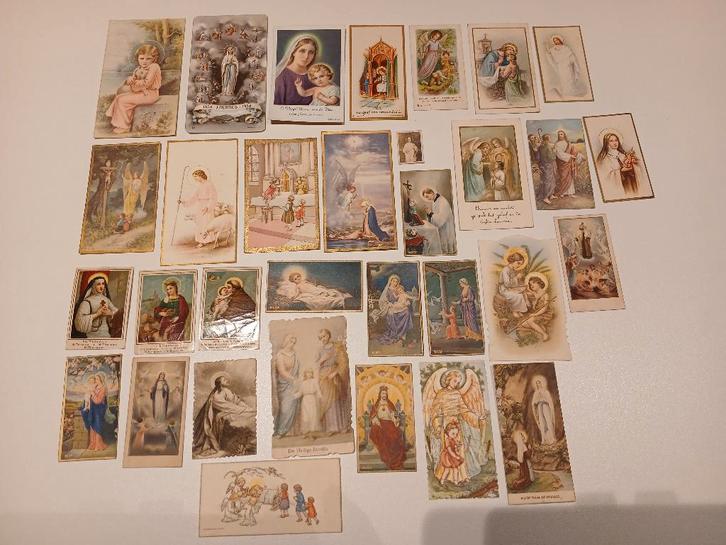 lot van 32 vintage devotieprentjes, Verzamelen, Religie, Gebruikt, Christendom | Katholiek, Kaart of Prent, Ophalen of Verzenden