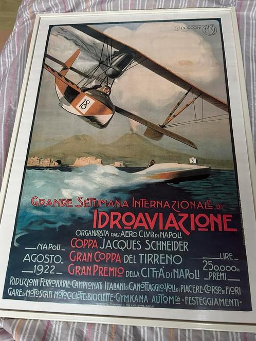 Prachtige reproductie van een poster van Mario BorGoni, Verzamelen, Luchtvaart en Vliegtuigspotten, Zo goed als nieuw, Ophalen