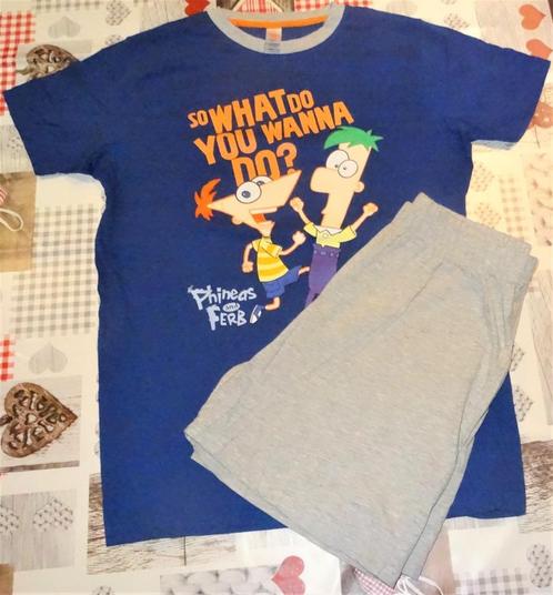 170/176 15/16 ans Phineas & Ferb pyjama shortama comme neuf, Enfants & Bébés, Vêtements enfant | Taille 170, Comme neuf, Garçon