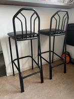 Grijze metalen barstoelen, Ophalen, Met voetsteun, Zo goed als nieuw, 90 cm of meer