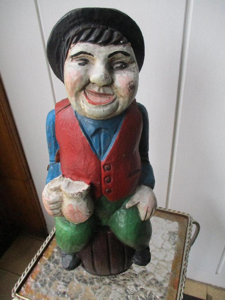 OUDE Houten MAN OP BIERTON met BIERPUL voor in MANCAVE, Verzamelen, Biermerken, Gebruikt, Overige merken, Verzenden